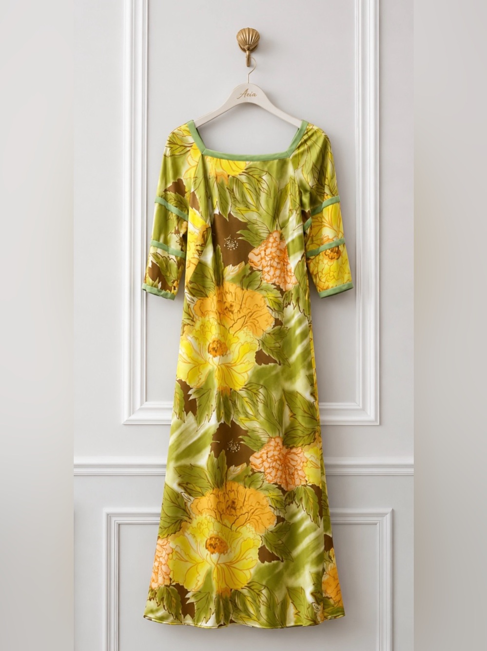 Vintage Floral Hawaiian Maxi Dress Andrade Honolulu Size 14
